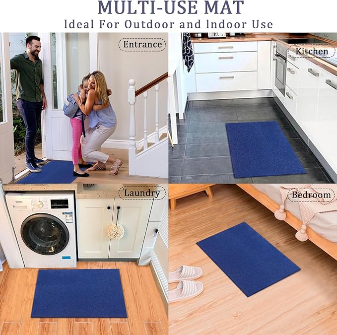 AAZZKANG Set of 2 Outdooor Indoor Utility Multipurpose Mat Non Slip Plain Doormat Ultra Absorb Mud Front Door Mats for Entryway,Outside,Inside Pet Place Mat