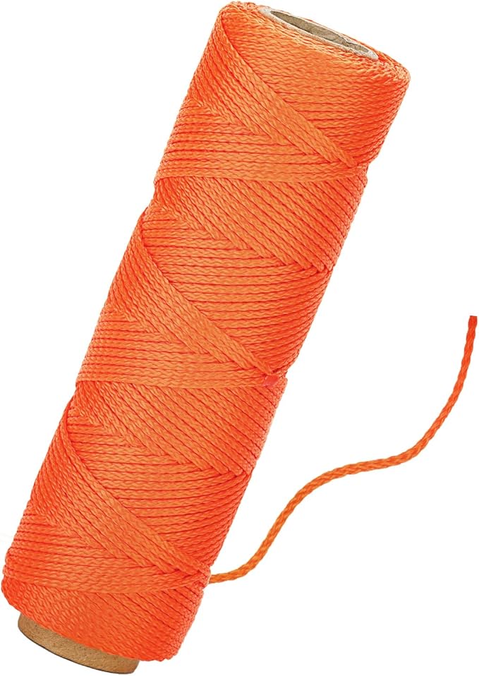 KINGLAKE Orange Mason Line, Nylon Twine, #18 Braided Durable Nylon Twine for Garden, Masonry, 300 Feet Fluorescent Orange Construction String, DIY Crafts Decor