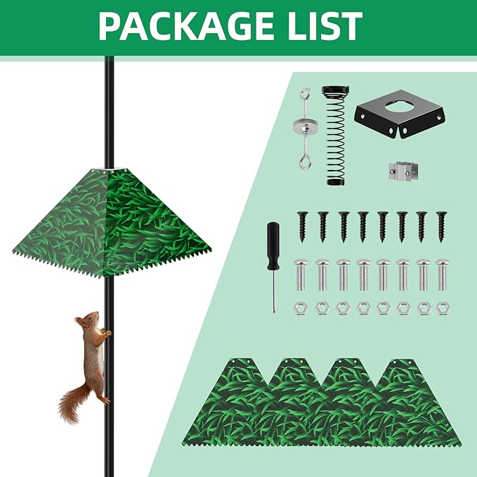 MIXXIDEA Squirrel Baffle for Bird Feeder Pole, Metal Pole Mount Bird House Guard, Squirrel Baffle for 4x4 Post (Green)