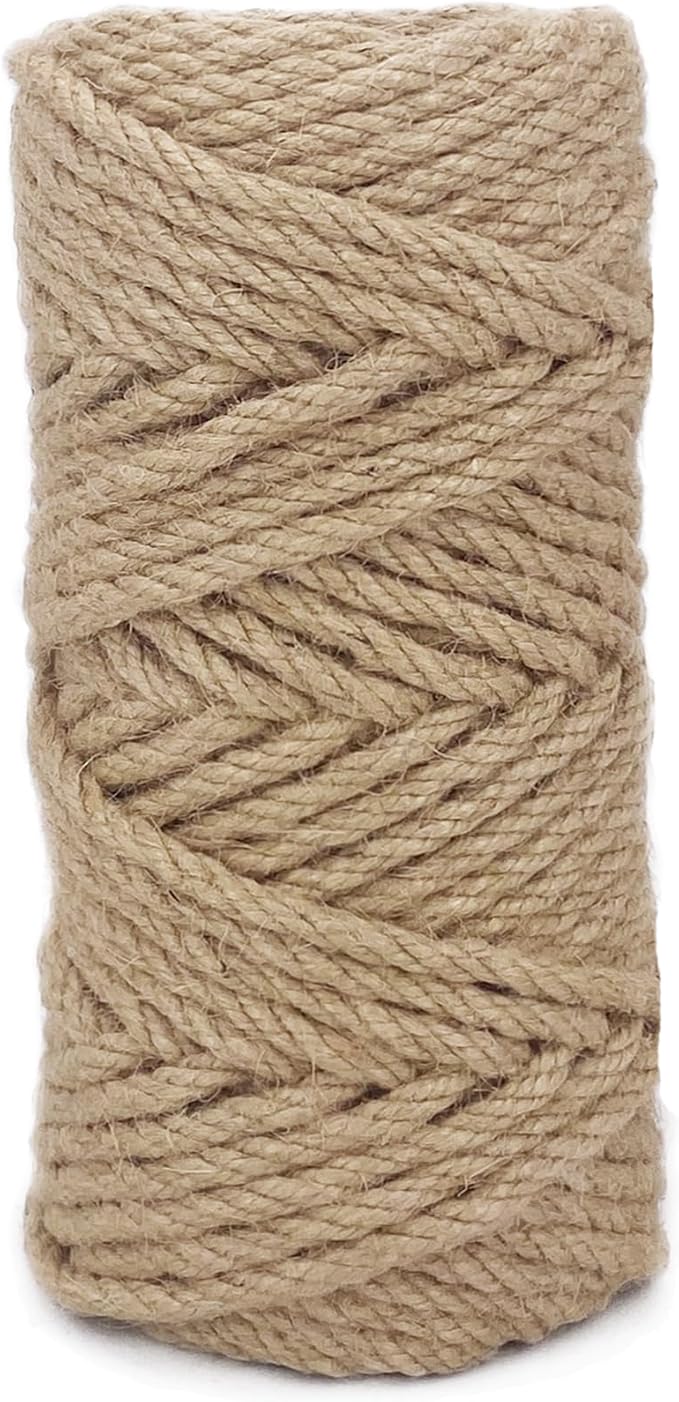 Leecogo 6mm Jute Rope 100 Feet Natural Craft Rope Twine String Perfect for Home Gardening Macrame Arts Crafts DIY Cat Scratching Post Replacement Repairing Recovering Cats Toy Making,Brown