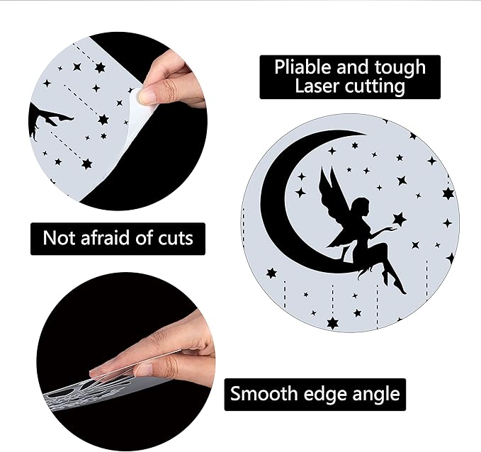 GORGECRAFT Moon Goddess Logo Stencil Reusable Star Wall Painting Template Large 11.8x11.8 Inch DIY Home Signs for Painting on Wood, Scrapbook, Wall, Floor Airbrush Painting Drawing