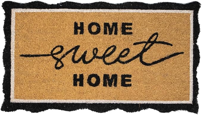 Folkulture Welcome Matt Outdoor | 16 x 28 Door Mats, Home Sweet Home Scalloped Coir Mats for Front Door Outside Entrance | Eco Friendly, Durable & Anti Slip | Welcome-Mats Cute