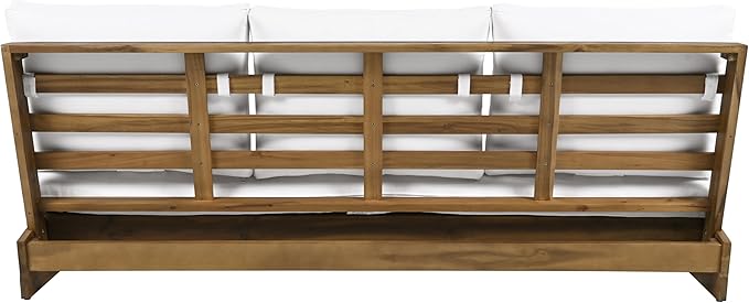 Christopher Knight Home Wicos Modern Acacia Wood Outdoor Sofa with Cushion, Wood Patio Sofa Chair Armless Design, Garden Backyard Outdoor Lounge Sofa Couch with Water-Resistant Cushion, Teak+White