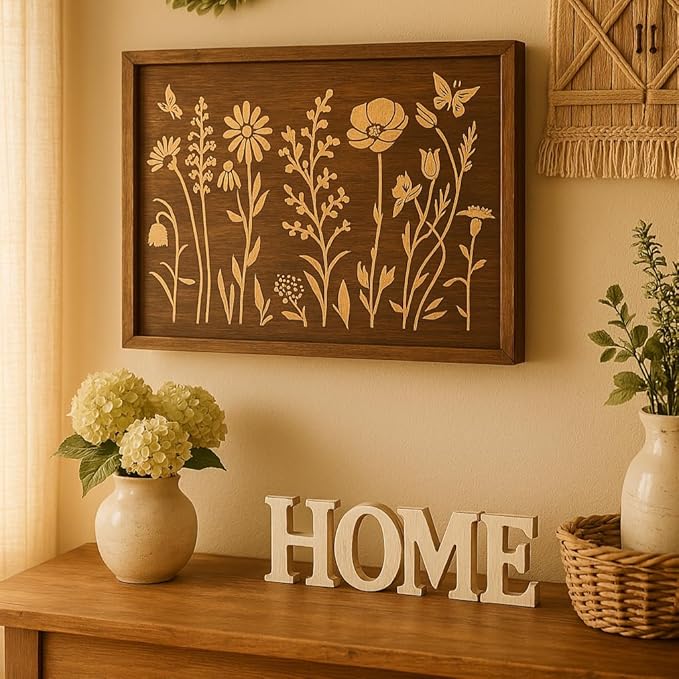 DLY LIFESTYLE Large Wildflower Stencil for Painting (17x12 Inches) - Stencils for Crafts Reusable for Canvas, Fences, Fabric, Furniture - DIY Wall Stencils for Painting Large Pattern