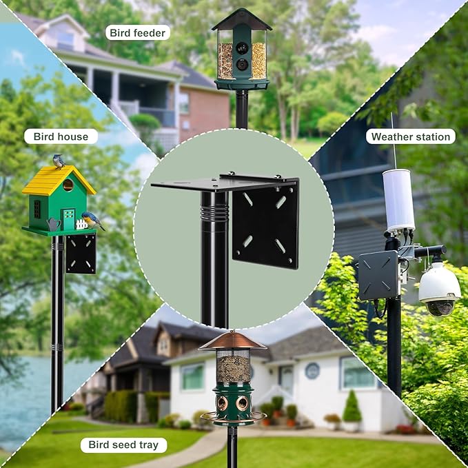 79-Inch Birdhouse Pole Stand, Heavy Duty Metal Bird House Mount with Ground Stake Base, Multi-Section Outdoor Pole for Birdhouses, Feeders & Garden Decor