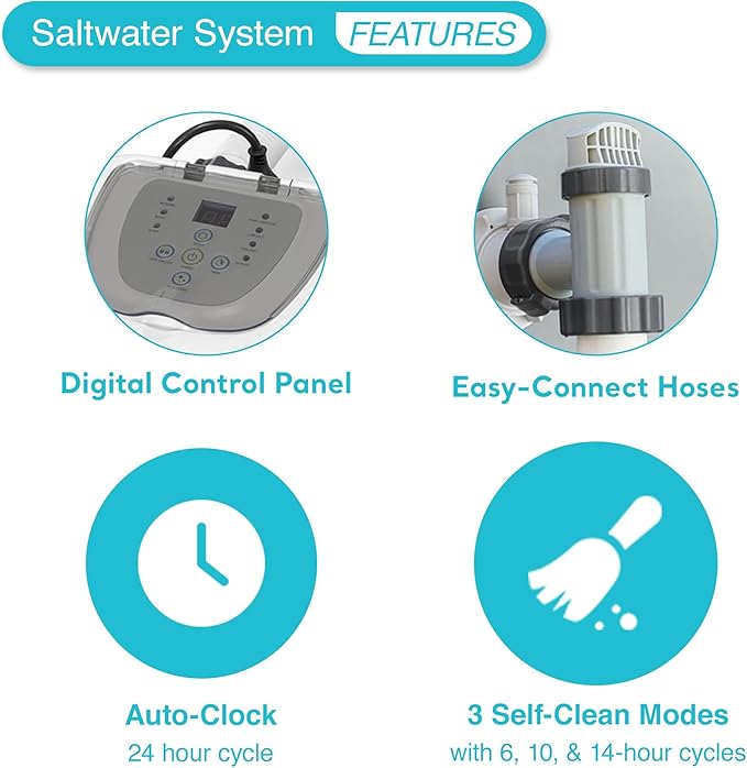 INTEX QS500 Krystal Clear Saltwater Chlorine System for Above Ground Pools: Keeps Water Clean and Clear – Reduces Chemical Use – Up to 7000 Gal. Pools
