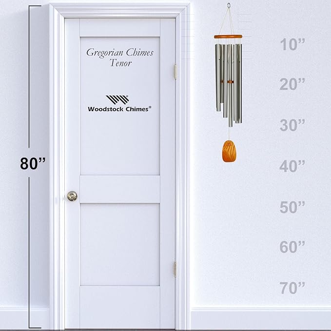 Woodstock Wind Chimes for Outside, Garden Decor, Outdoor Decor for Your Patio and Front Porch (39") Woodstock Gregorian Chimes Tenor Silver Inspirational and Memorial Wind Chime Christmas Gifts (GTS)