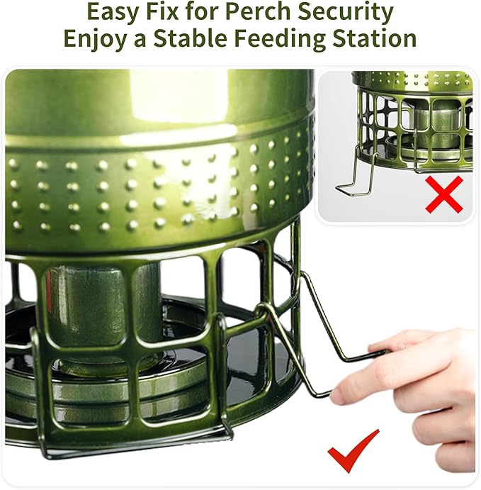 Solution4Patio Bird Feeder, 10LB Powder Coated Metal Wild Birdfeeder with 32 Feeding Stations & Triple Perches, Rust-Proof Hanging Design for Cardinals, Finches and Outdoor Garden Use (Glazed Green)