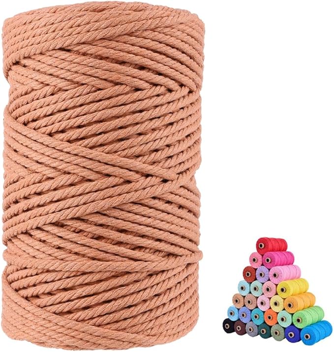 FLIPPED 100% Natural Cotton Macrame Cord,5mm x110 Yards Macrame Cords Colored Cotton Macrame Rope Craft Cord for DIY Crafts Knitting Plant Hangers Christmas Wedding Décor (Brick red, 110yards)…