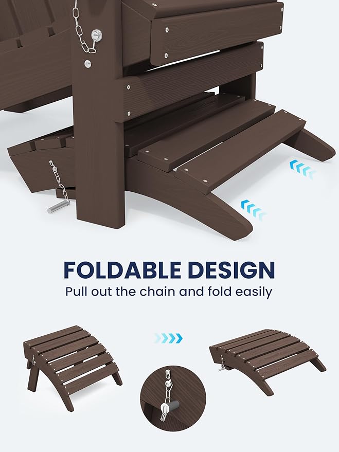 KINGYES Folding Adirondack Ottomans Set of 4 for Adirondack Chair, Coffee
