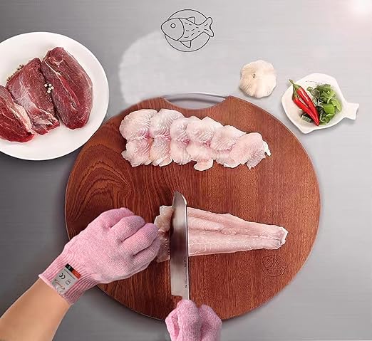 Cut Resistant Gloves, 1 Pair, Medium Pink, Food Grade, Cut Proof, Kitchen, Oyster Shucking, Fish Fillet Processing, Carving Wood, Gardening