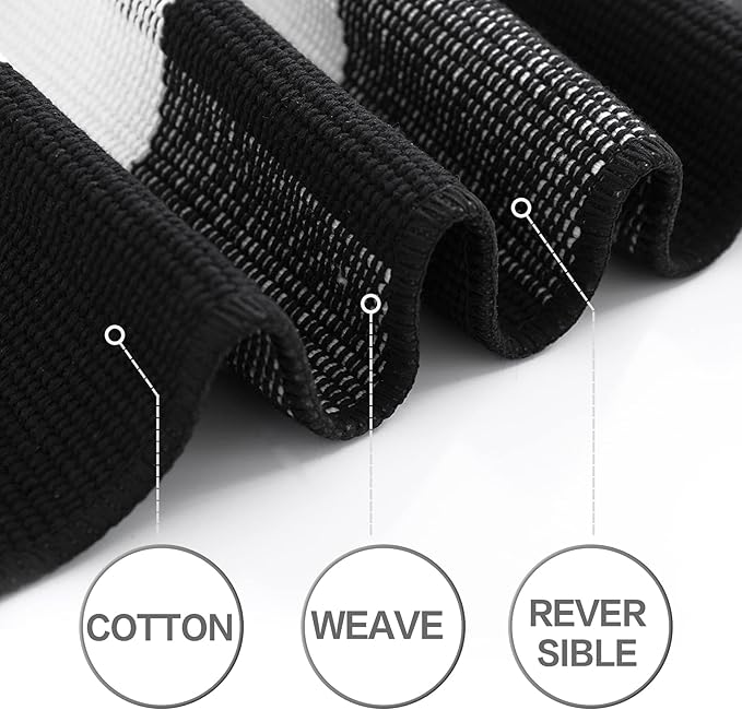 MUBIN Cotton Buffalo Plaid Rug, 4x6 ft Black and White Checked Outdoor Rug Front Door Decorative Mat, Hand-Woven Reversible Foldable Rug for Layered Door Mats Washable Carpet for Front Porch, Entryway