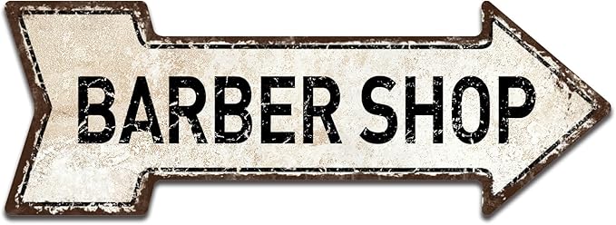 Mukuko Barber Shop Sign, 6"x18" Arrow Metal Tin Sign Barbers Pole Shave Haircut Wall Art Vintage Retro Hair Stylist Salon