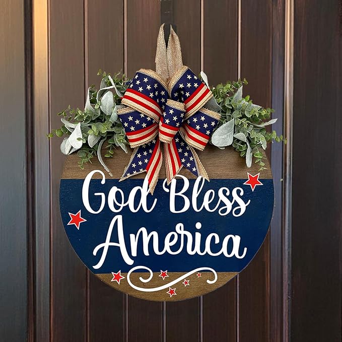 Welcome Sign for Front Door Decoration, 12" Round Wood Wreaths Hanging Welcome Sign Porch Farmhouse Decor Housewarming Gift