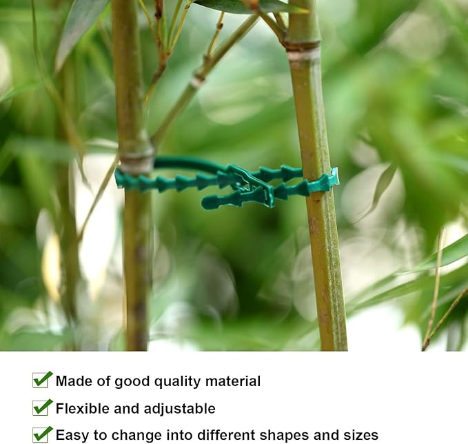 WILLBOND 200 Pieces Adjustable Plant Ties Flexible Garden Plant Ties, Green Multi-Function Sturdy Garden Plant Twist Tie Plastic Garden Ties Plant Support Tree Shrub (13 and 23 cm, Cable Tie)