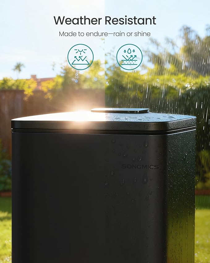 SONGMICS Dog Poop Trash Can, 1.6-Gallon (6 L) Outdoor Garbage Can with Lid, Soft Close, Stainless Steel with Inner Bucket, Ink Black ULTB590BH01