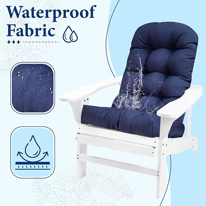 Outdoor Adirondack Chair Cushion with Elasticity Band Teal Blue Waterproof Thicken Tufted Patio Lawn Chair Cushions for Adirondack Chairs and Rocking Chair,43 * 20 * 3.9"
