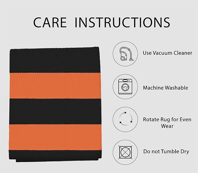 IOHOUZE Fall Door mat 3x5 Ft Orange Black Striped Area Rug Washable Front Porch Rug Striped Door Mat Outside Entrance Entryway Doormat for Fall, Halloween, Thanksgiving Porch Decor