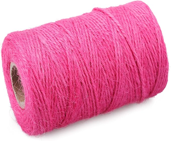 jijAcraft Jute Twine, 328 Feet, 2mm Natural Colored Rose Red Twine for Gift Wrapping, Climbing Plants, Garden Craft & DIY Christmas Decoration