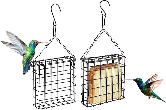 Suet Feeder for Outdoor Garden Yard Patio Hanging Metal Suet Cake Holder Squirrel Proof Weatherproof Bird Parrot Feeders Single Suet Cage for Wild Birds Woodpecker Hummingbird