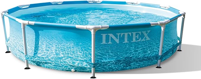 INTEX 28207EH Beachside Metal Frame Above Ground Swimming Pool Set: 10ft x 30in – Includes 330 GPH Cartridge Filter Pump – Puncture-Resistant Material – Rust Resistant – 1185 Gallon Capacity