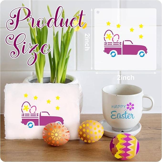 Fainne 100 Pcs 2 Inch Stencils Small Stencils for Painting on Wood Reusable Painting Templates Crafts for DIY Scrapbook, Wood, Wall, Fabric, Rock, Chalkboard, Sign(Bunny, Shamrocks, Heart)