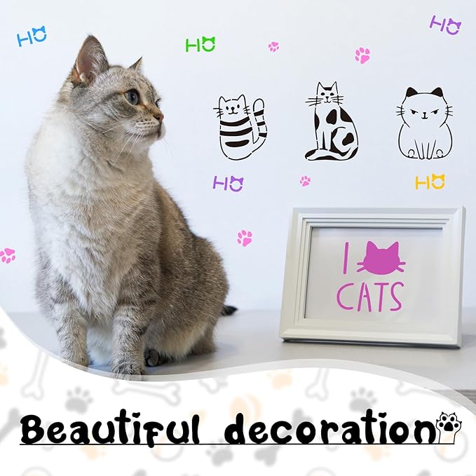 Marspark 66 Pcs Spring Easter Small Stencils for Crafts Reusable 3 Inch Stencils for Painting on Wood DIY Craft Paint Template for Wall Home Decor Card Rock Canvas Drawing Holiday (Cat and Dog)