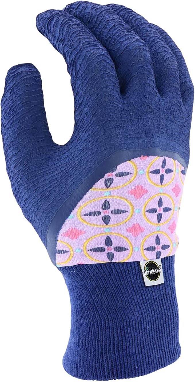 Miracle-Gro Women's Latex Dipped Jersey Gardening Work Gloves, Superior Grip, Water Resistant