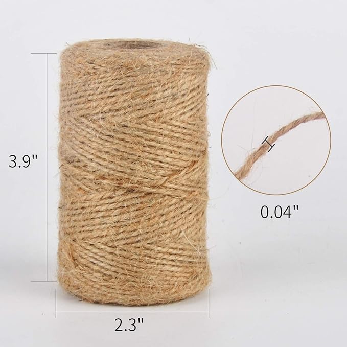 760 Feet 1mm 2ply Natural Jute Twine for Artworks and Crafts, Juke, Gift Wrapping, Garden (2 PcsX380 Feet)