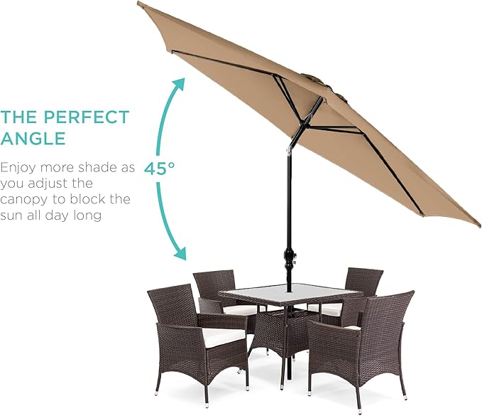 Best Choice Products 10ft Outdoor Steel Polyester Market Patio Umbrella w/Crank, Easy Push Button, Tilt, Table Compatible