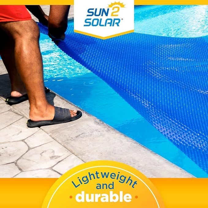 Sun2Solar Blue 33 ft Round Pool Solar Cover | 1200 Series | Heat Retaining Blanket for Inground and Above Ground Swimming Pools | Harness The Sun's Energy to Heat Pool | Bubble Heating Blankets