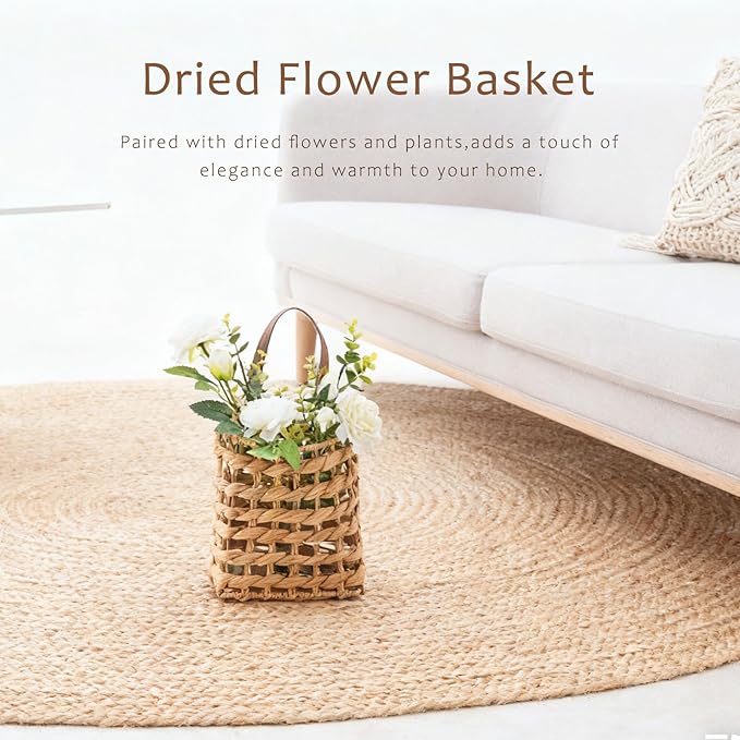 Wall Hanging Basket Decorative Boho Mounted Organizer Dried Flower Plants Front Door Basket for Garden Farmhouse Home