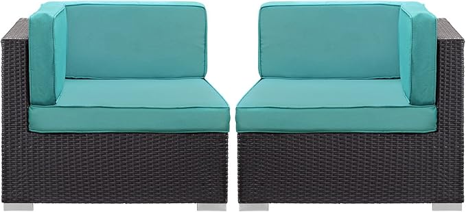 Modway Convene Corner Sectional Outdoor Patio (Set of 2), Espresso Turquoise