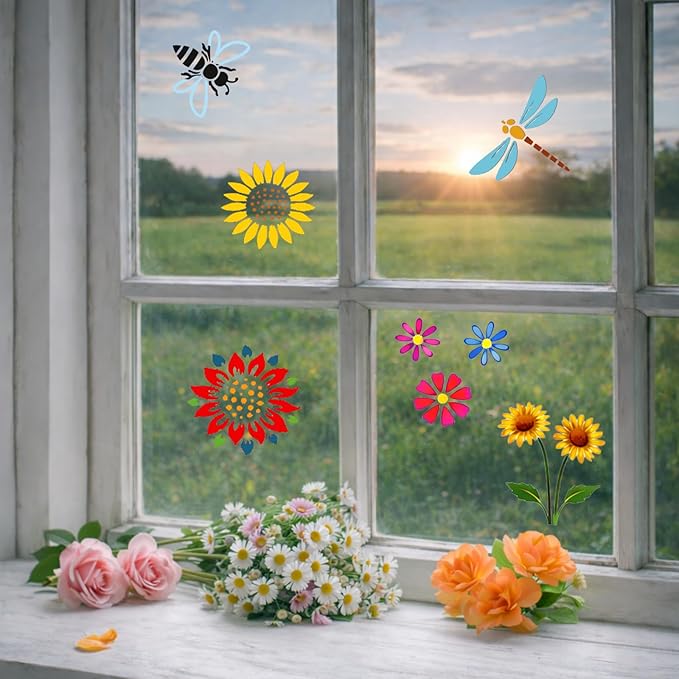 100 PCS Small Flower Stencils for Painting, Reusable Spring Stencils for Wood, Wall, Canvas & Cards, Holiday Crafts(3×3 Inch)