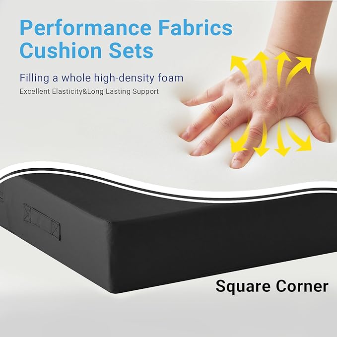 Outdoor Cushions for Patio Furniture,Outdoor Seat Cushion Set 24 x 24 x 4 Inch,Waterproof & Fade Resistant Outdoor Chair Cushions,Deep Patio Chair Cushion with Removable Cover,Black
