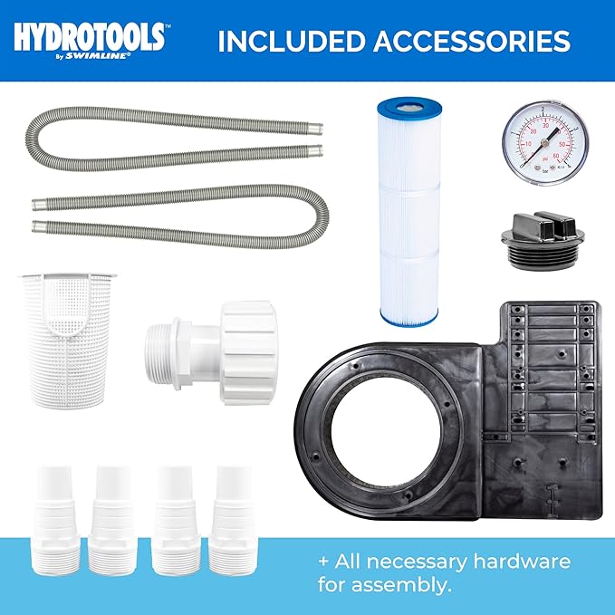 SWIMLINE HYDROTOOLS Model 76051 Sure-Flo Above-Ground Pool Cartridge Filter System - 50 Sq. Ft. Filtration Area, 0.75 THP, 3,720 GPH, 110V/60Hz Single Speed Pump for Pools up to 15,600 Gallons