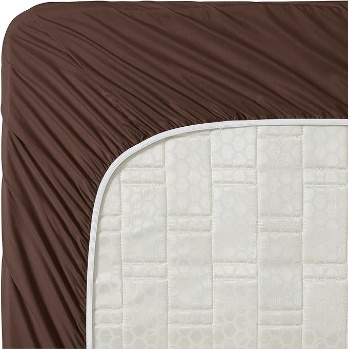 Clara Clark Bed Sheets, Premier 1800 Series 4 Piece Bed Sheet Set, Deep Pocket, Wrinkle, Fade, Stain Resistant, Luxury Soft Bedding Sheets & Pillowcases, Split King, Chocolate Brown