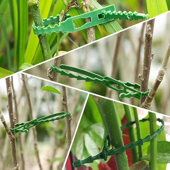 200 Pcs Adjustable Plant Ties, 6.7" Serrated Flexible Green Garden Plastic Ties for Climbing Plants, Vines, Flowers, Tomatoes, Trees, Stems, Outdoor Indoor Potted Plant Growth Support.