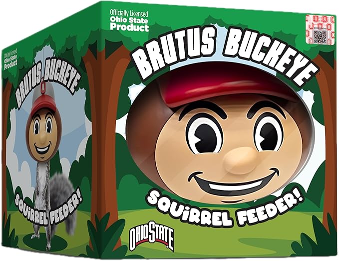 Brutus Buckeye Squirrel Feeder by Nutt Heads Ohio – Officially Licensed Ohio State University Product | OSU Outdoor Yard Decor for Fans & Garden Gift Idea