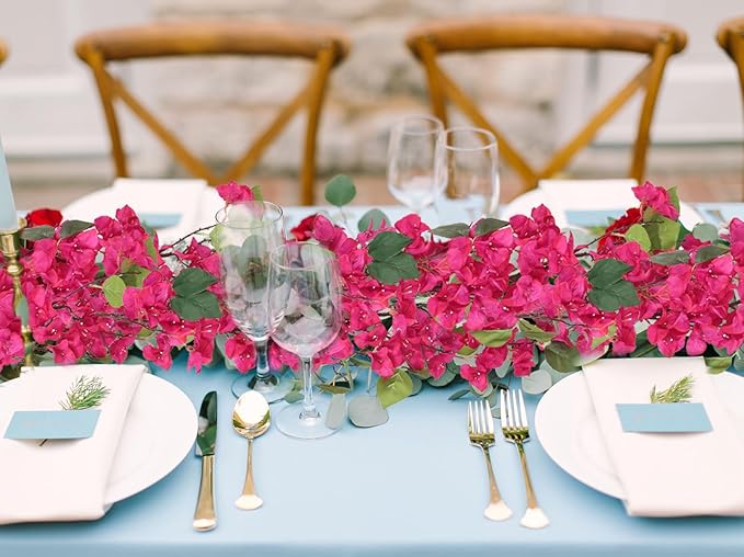IPOPU Deep Pink Bougainvillea Artificial Garland 5.9FT 1 PCS – Faux Bougainvillea Vines, Silk Flower Garland for Outdoor Wall, Wedding, Party Backdrop