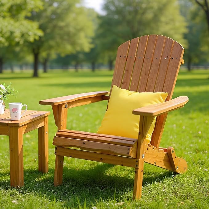 VINGLI Folding Adirondack Chairs Set of 6, Wood Adirondack Chair for Outdoor, Foldable Fire Pit Chairs for Patio, BBQ, Porch, Yard, Pool