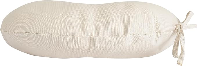 Magpie Fabrics Outdoor 15"x15"x4" Round Bistro Seat Cushions with Ties Set of 2, Tufted Waterproof Patio Floor Chair Pads for Home Garden Balcony Kitchen Office Porch, Recycled Cream White