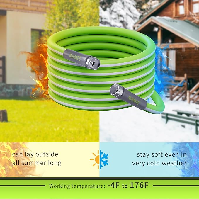 RVMATE RV Water Hose 75FT, 5/8” Inner Diameter Drinking Water Hose Lead-ree, No Leaking Garden Hose For RV/Trailer/Camping, RV Accessories
