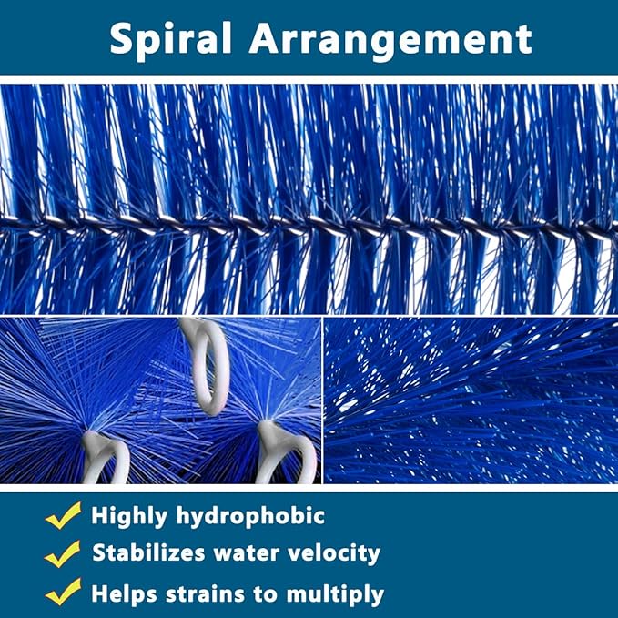 RINOO 2 Pcs Fish Pond Filter Brushes Set for Koi Pond Filter Fish Tank Aquarium Water Garden Pond Skimmer Filter Cleaning Brush 16 Inch by 4.7 Inch (Blue)