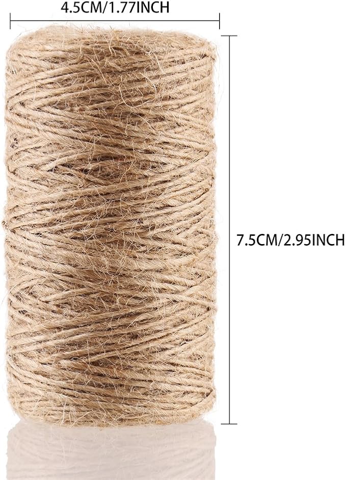 CCINEE 328 Feet Natural Jute Twine 1MM for Arts and Crafts Jute Rope Packing String for Gardening String Natural Rustic String Gift wrap Twine