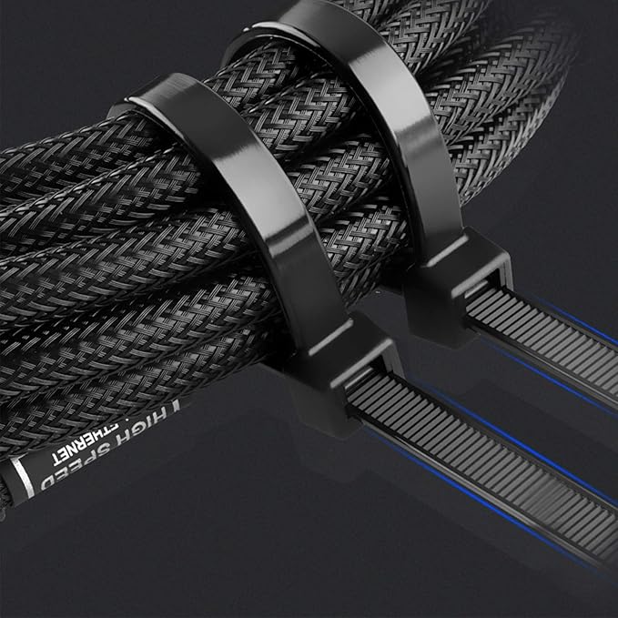 100Pcs 8 Inch Heavy Duty Industrial Zip Toes 40lbs Tensile Strength Releasable Black Tie Wraps Reusable Zip Toes Tie Straps For Garden Plant Secure Vine, Home Office