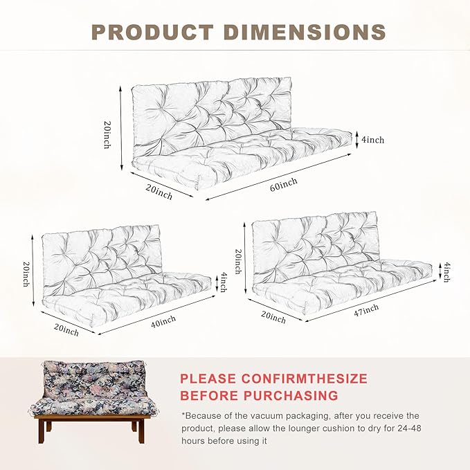 Porch Swing Cushion with Backrest,Waterproof Bench Cushion for Outdoor Furniture,2-3 Seater Replacement Thickened Swing Cushion with Ties,Patio,Outdoor,Backyard and Garden (Vintage Paisley,40x40")