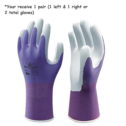 SHOWA Atlas 370 Nitrile Palm Coated General Purpose Work Glove with Nylon Liner, Purple, Medium (1 Pair) (Pack of 4)