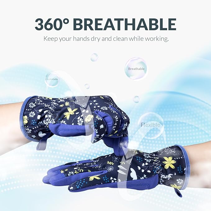 Baidast Garden Gloves, Breathable Leather Gardening Gloves Thorn Proof for Digging, Planting, Pruning