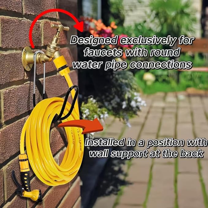 Garden Hose Holder Water Hose Hanger Wall Mounted,304Stainless Steel Solid Hose Hook Holds Up to 50Ft Garden Hose, Expandable Hose, Water Hose(Black Paint 1pcs)